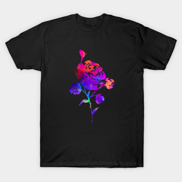 Rainbow Rose Watercolor T-Shirt by ZeichenbloQ